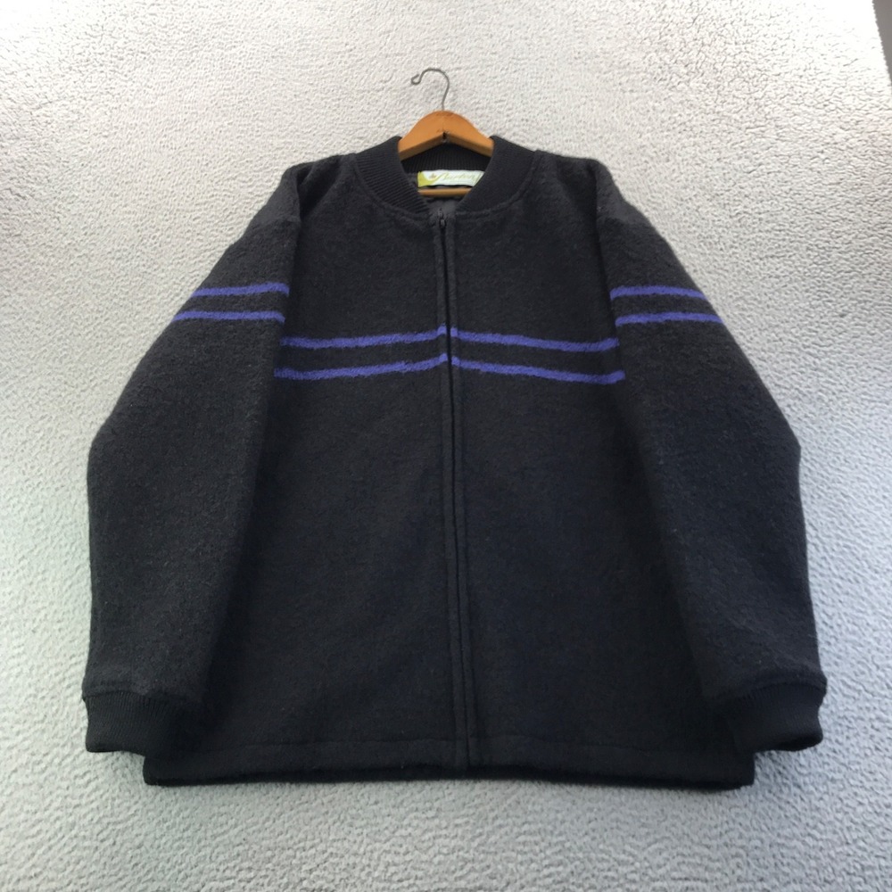 Vintage Burton Snowboards Jacket Mens Black Striped Wool Full Zip Relaxed 90s